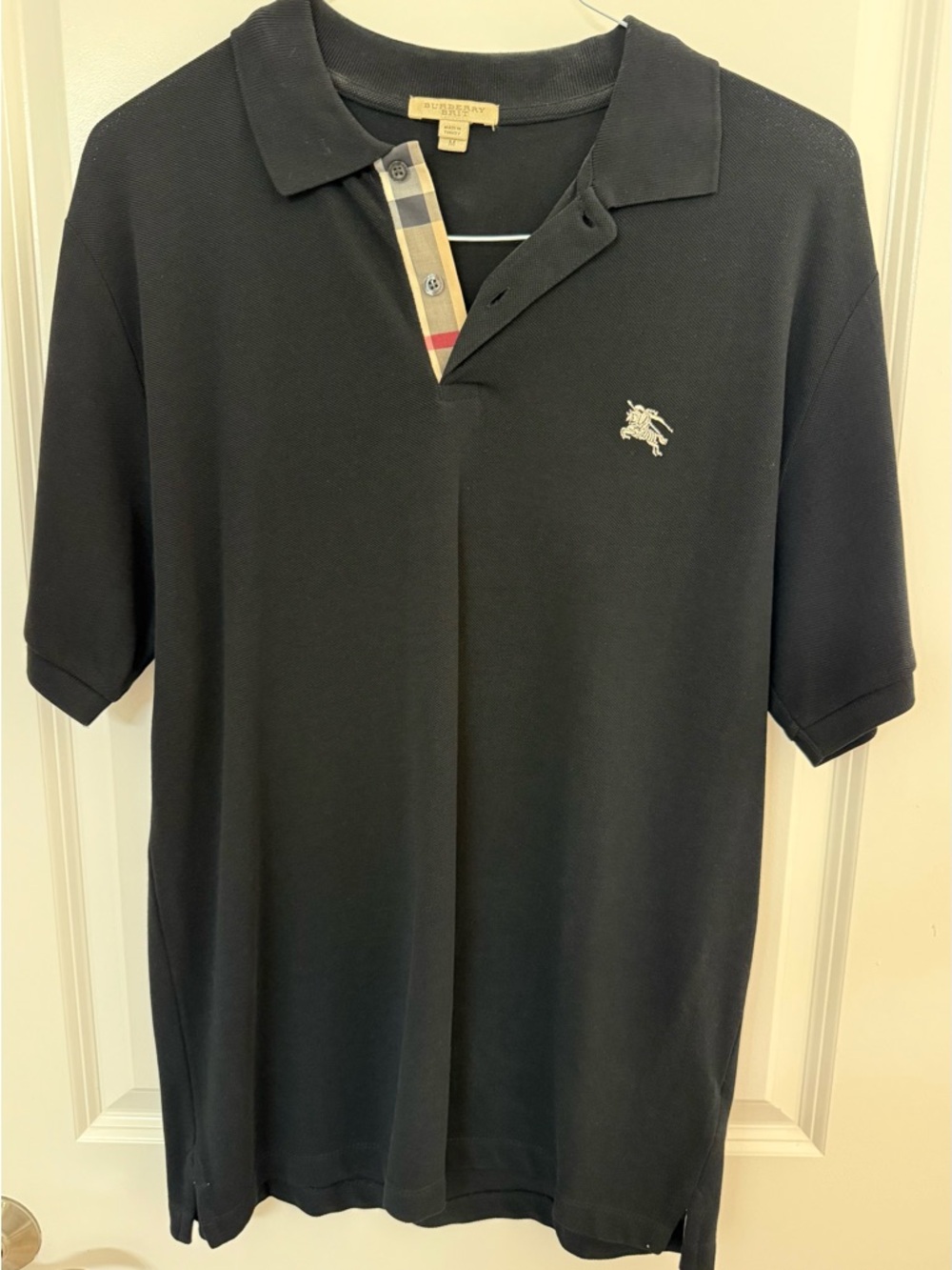 Burberry Black Polo with Signature Check Placket